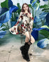 Abstract Print Flare Sleeve Top